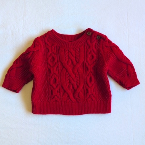 GAP Other - babyGap red cable knit cotton sweater 0-3 months baby unisex